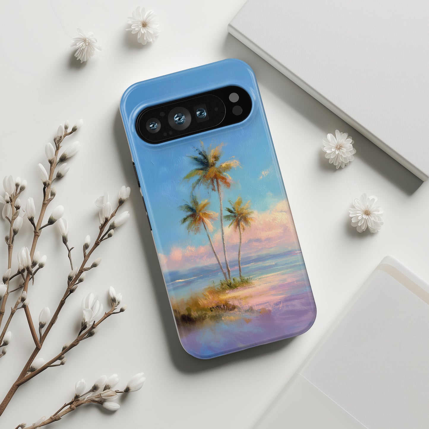 The Golden Hour Canvas – Painted Palm Design Phone Case for Google Pixel