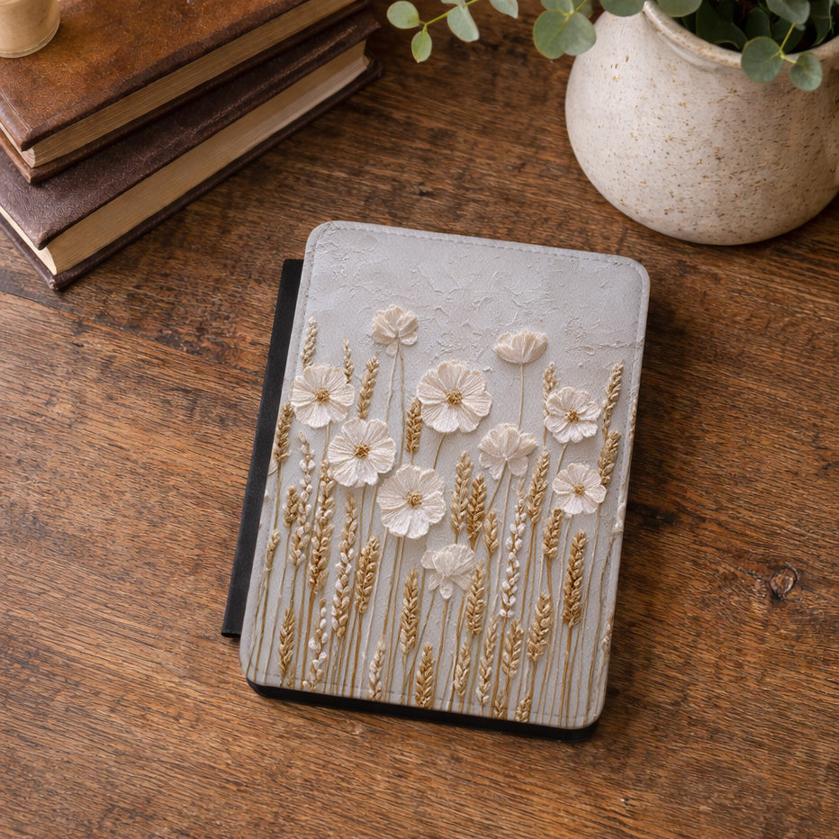 The Golden Meadow – 3D Impasto Botanical Kindle Case