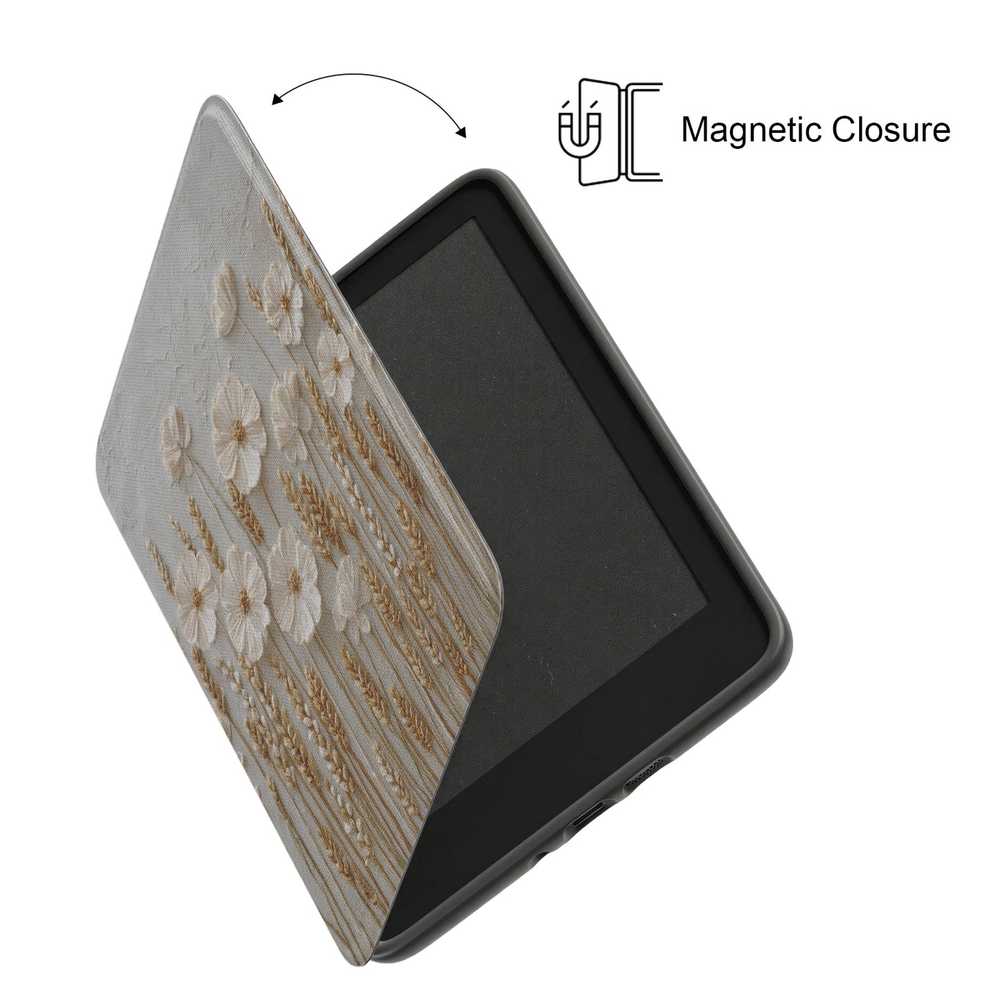 The Golden Meadow – 3D Impasto Botanical Kindle Case