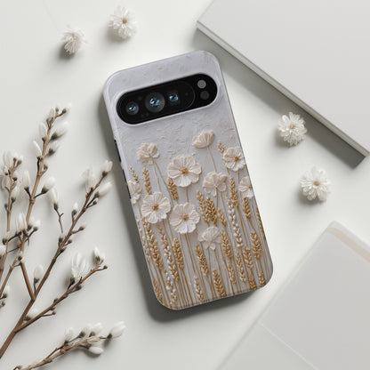 The Golden Meadow – 3D Impasto Botanical Design Phone Case for Google Pixel