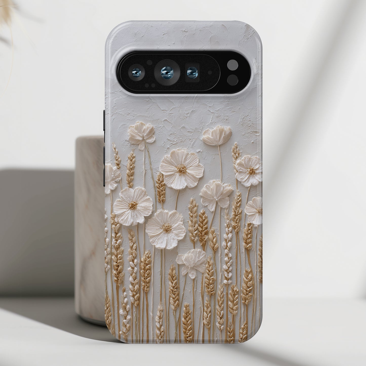 The Golden Meadow – 3D Impasto Botanical Design Phone Case for Google Pixel