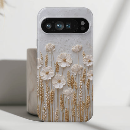 The Golden Meadow – 3D Impasto Botanical Design Phone Case for Google Pixel