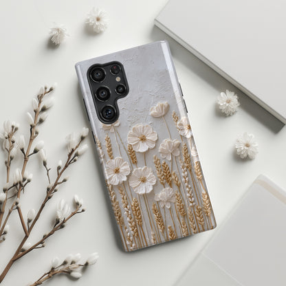 The Golden Meadow – 3D Impasto Botanical Design Phone Case for Galaxy S series Phones