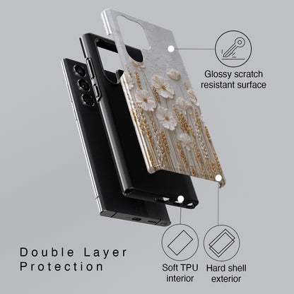 The Golden Meadow – 3D Impasto Botanical Design Phone Case for Galaxy S series Phones