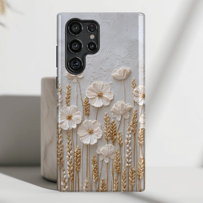 The Golden Meadow – 3D Impasto Botanical Design Phone Case for Galaxy S series Phones