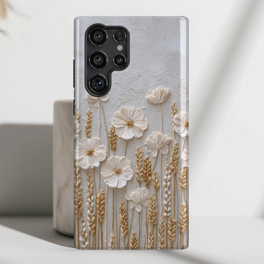 The Golden Meadow – 3D Impasto Botanical Design Phone Case for Galaxy S series Phones