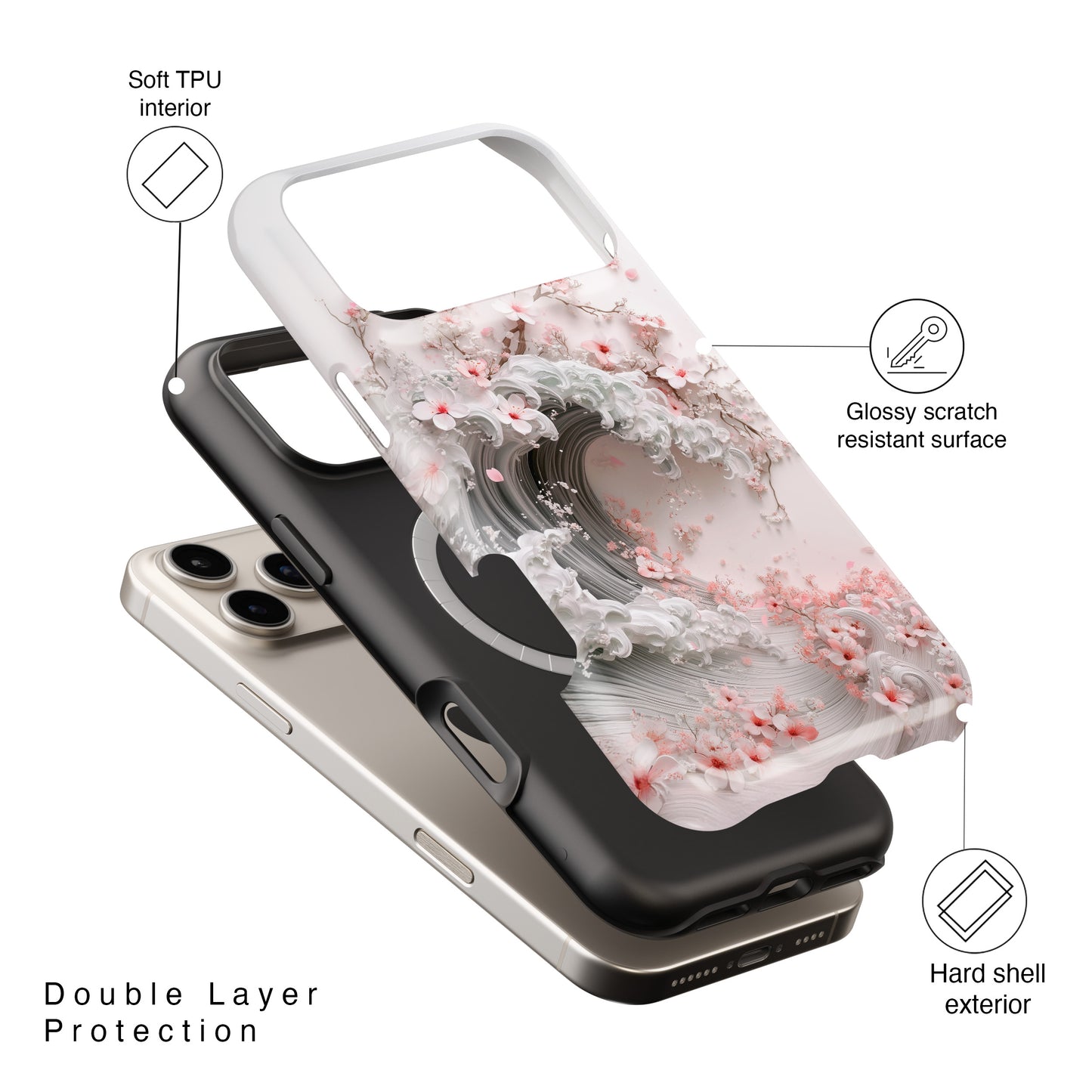 The Great Sakura Wave Design iPhone Case