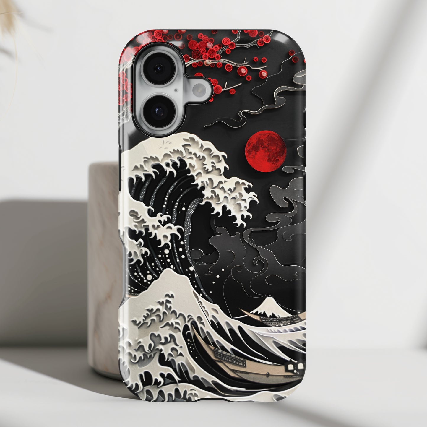 The Great Wave Dark Theme Design Design iPhone Case