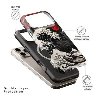 The Great Wave Dark Theme Design Design iPhone Case