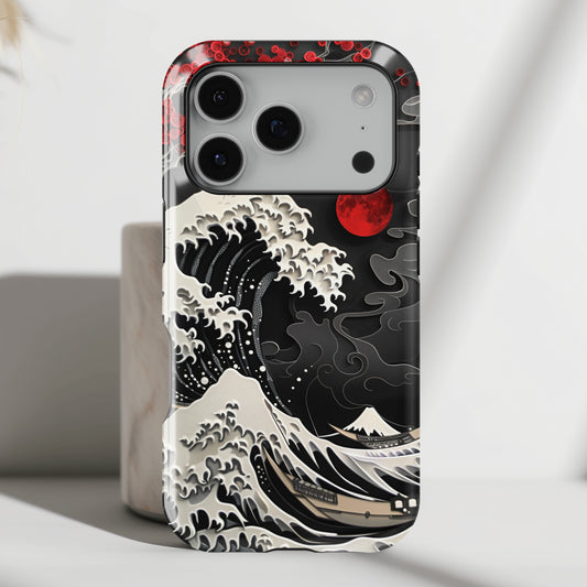 The Great Wave Dark Theme Design Design iPhone Case