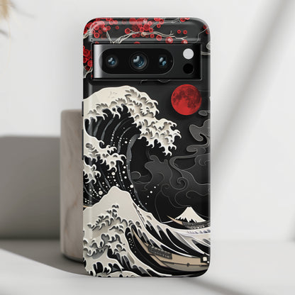 The Great Wave off Kanagawa Dark Theme Design Google Pixel Phone Case