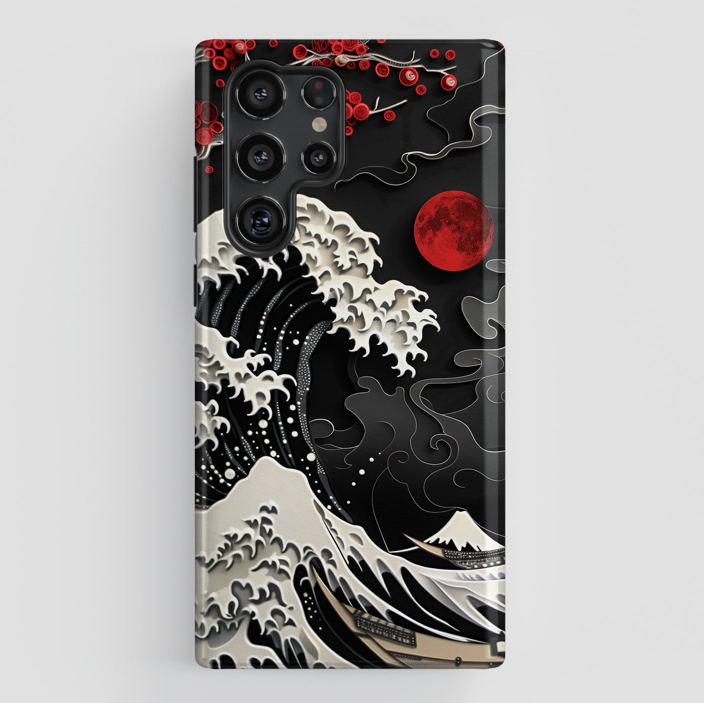 The Great Wave off Kanagawa Dark Theme Design Case for Galaxy S series Phones
