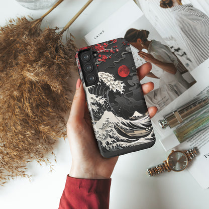 The Great Wave off Kanagawa Dark Theme Design Case for Galaxy S series Phones