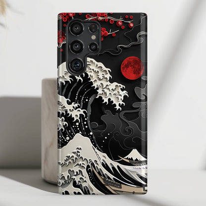 The Great Wave off Kanagawa Dark Theme Design Case for Galaxy S series Phones