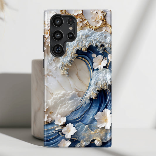 The Great Wave Floral Marble Theme Design 2 Phone Case for Galaxy S series Phones