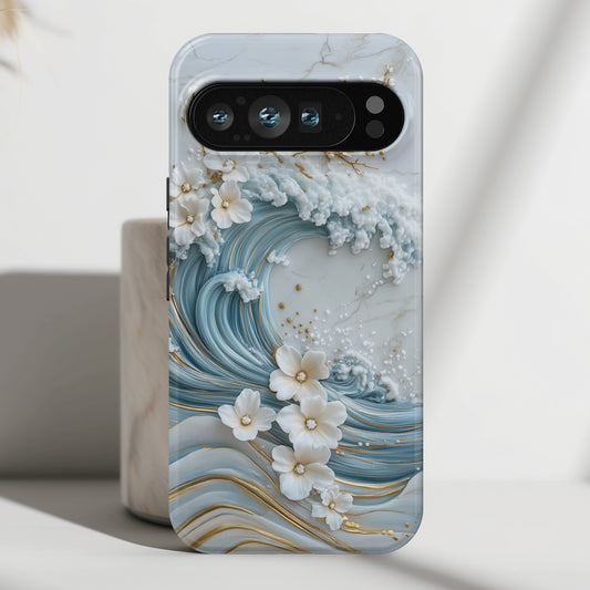 The Great Wave Floral Marble Theme Design 1 Phone Case for Google Pixel