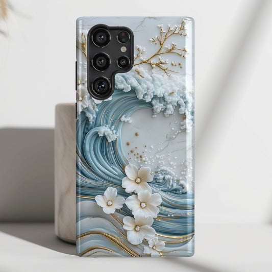 The Great Wave Floral Marble Theme Design 1 Phone Case for Galaxy S series Phones