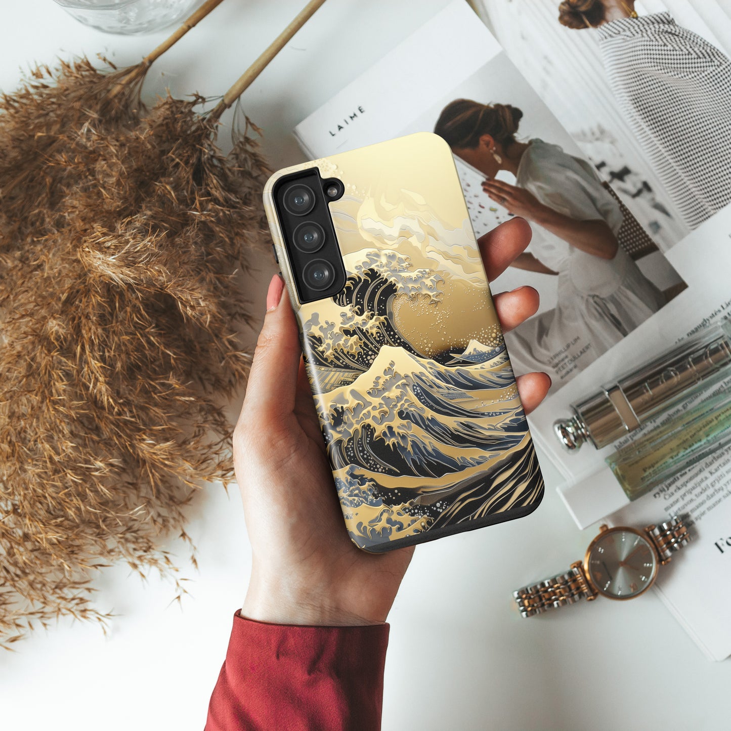 The Great Wave Gold Theme Design Case for Galaxy S series Phones