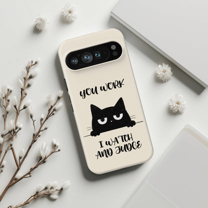 The Judgy Supervisor – Funny Black Cat Design Phone Case for Google Pixel