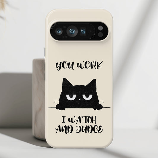 The Judgy Supervisor – Funny Black Cat Design Phone Case for Google Pixel