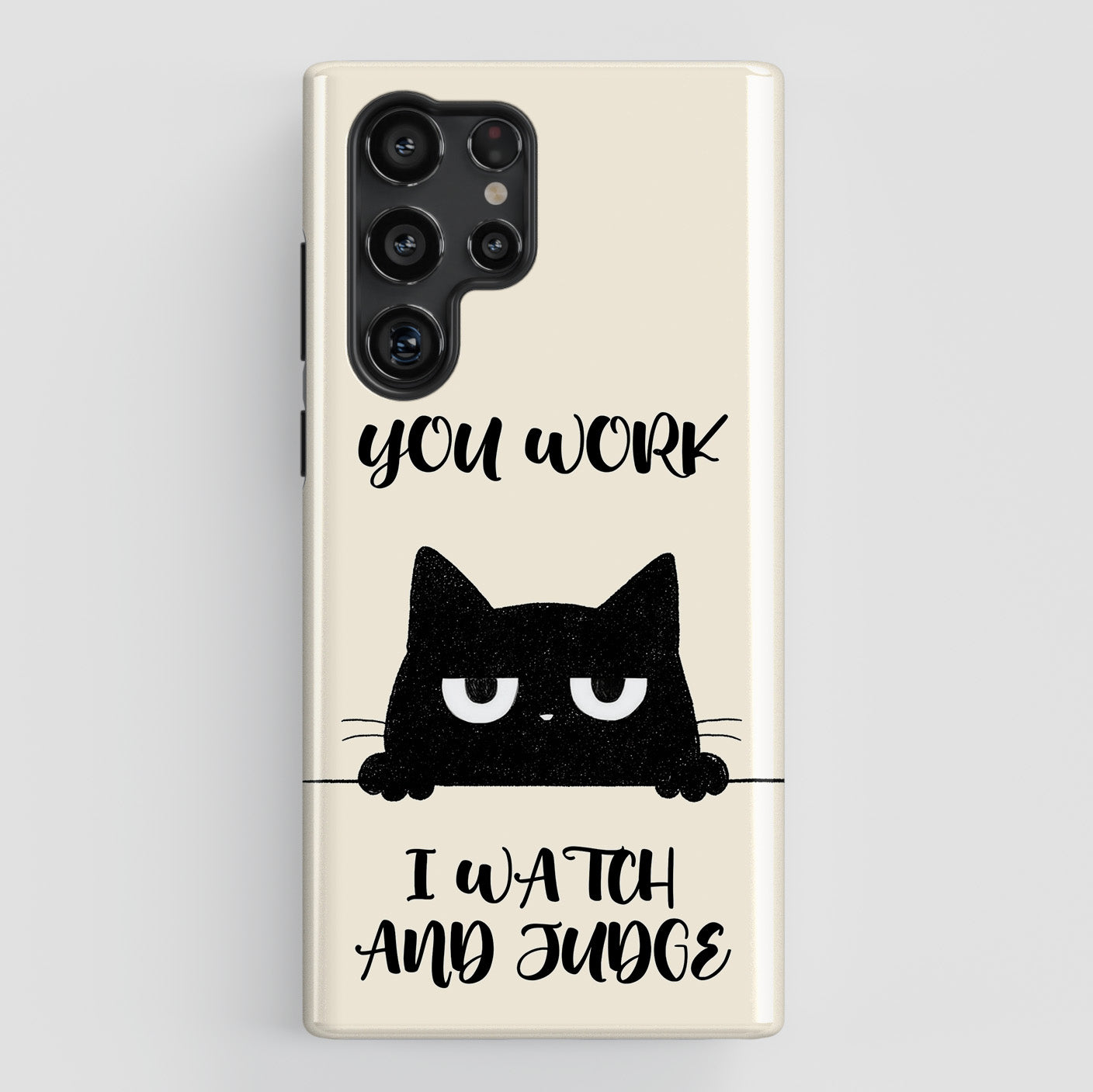 The Judgy Supervisor – Funny Black Cat Design Phone Case for Galaxy S series Phones