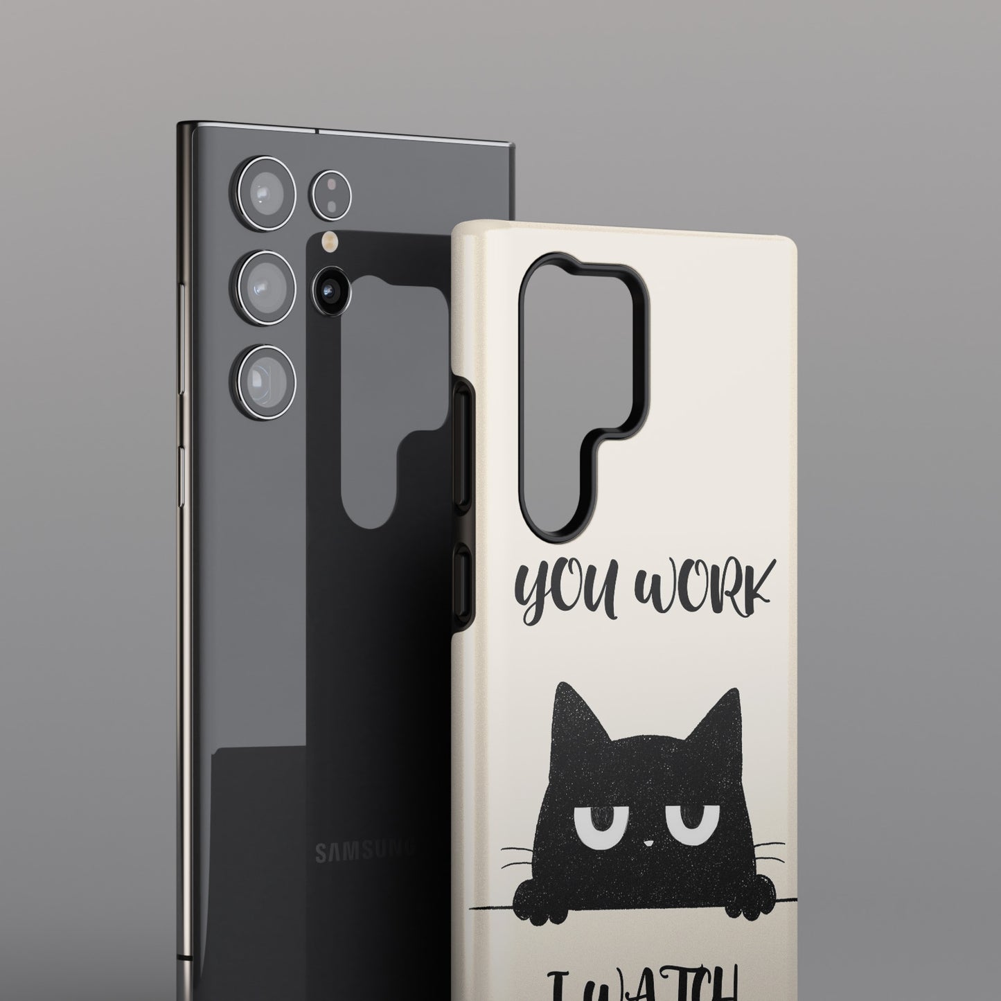 The Judgy Supervisor – Funny Black Cat Design Phone Case for Galaxy S series Phones