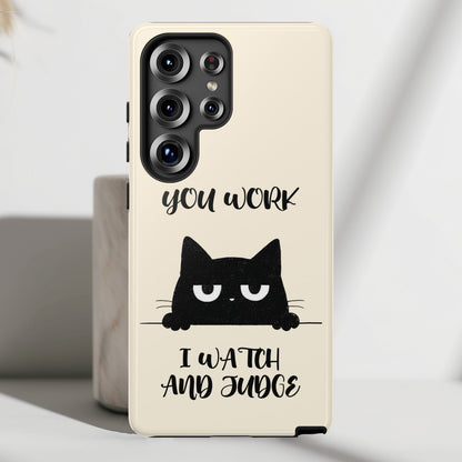 The Judgy Supervisor – Funny Black Cat Design Phone Case for Galaxy S series Phones