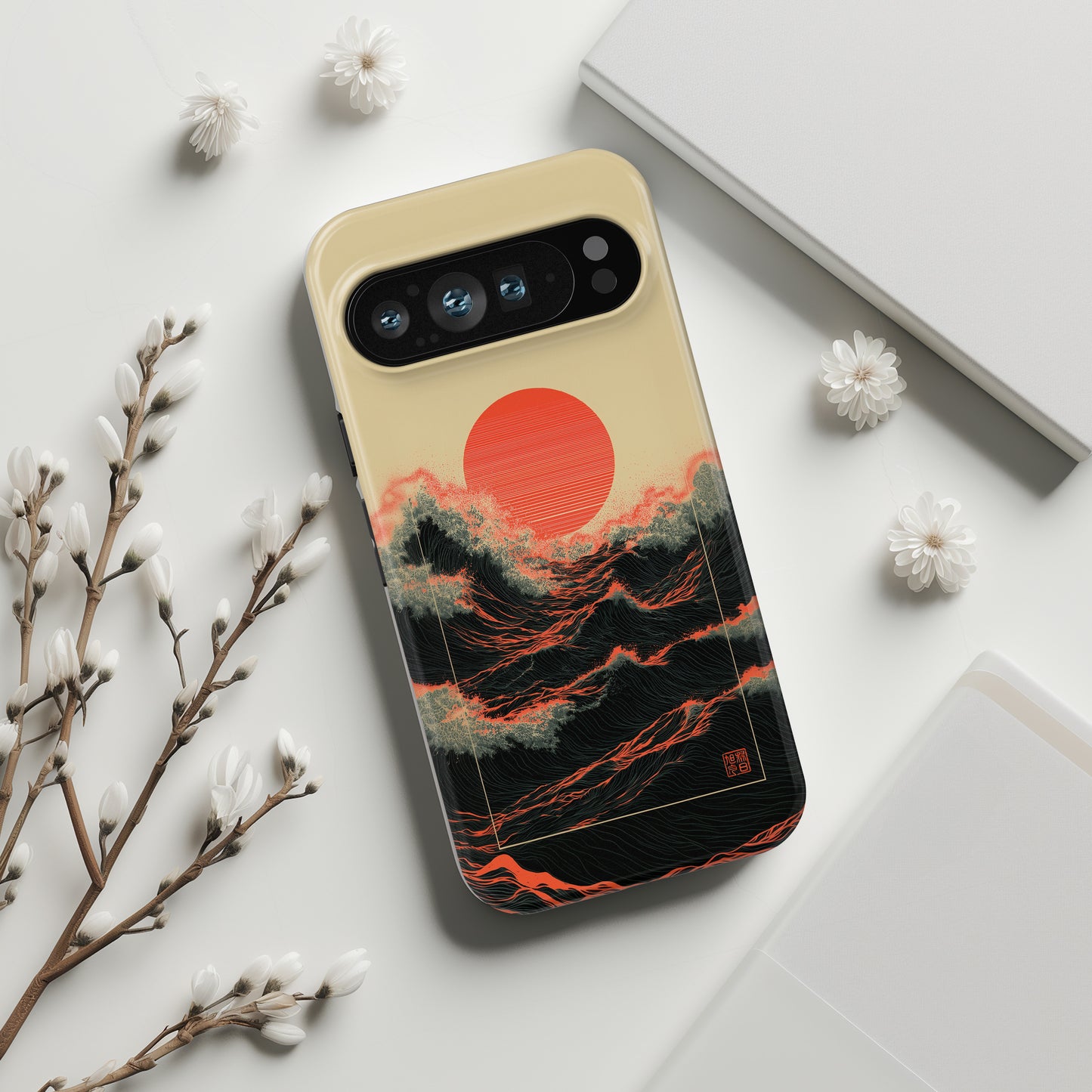 The Kyokujitsu Exhibition – Framed Rising Sun Wave Phone Case for Google Pixel