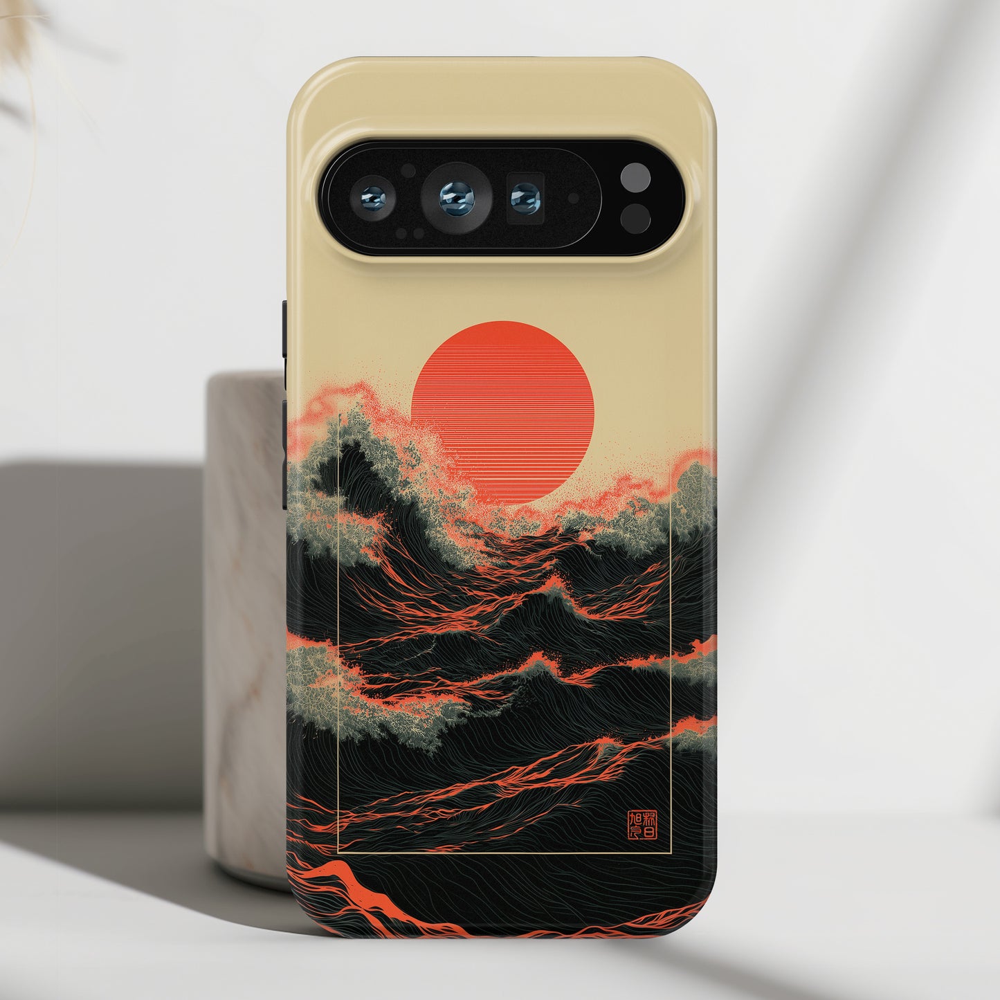 The Kyokujitsu Exhibition – Framed Rising Sun Wave Phone Case for Google Pixel