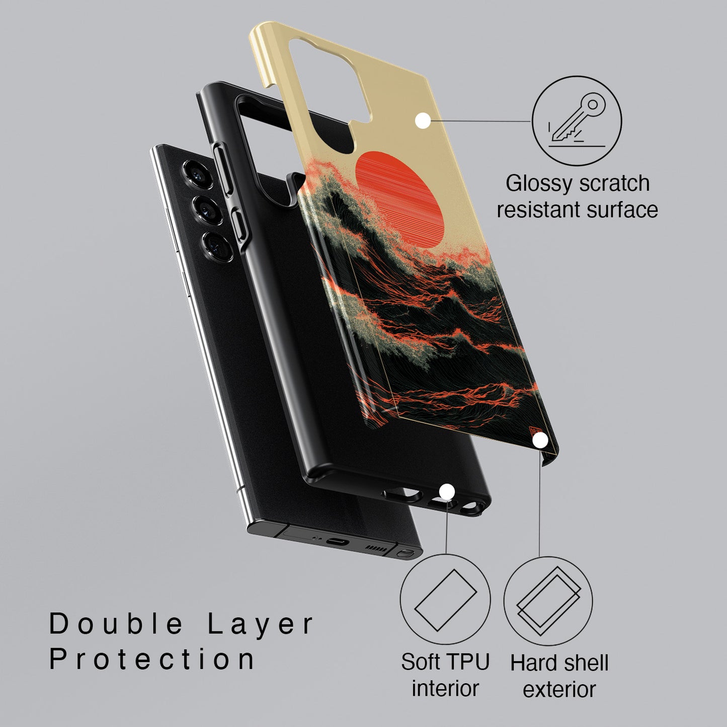 The Kyokujitsu Exhibition – Framed Rising Sun Wave Phone Case for Galaxy S series Phones