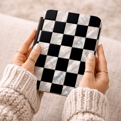 The Midnight Pearl – Inlaid Checkerboard Kindle Case