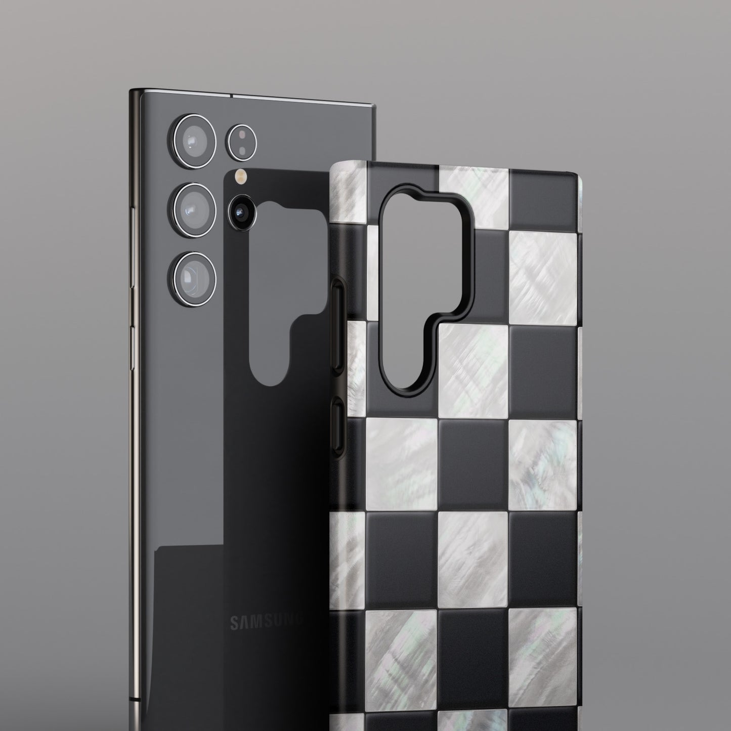 The Midnight Pearl – Inlaid Checkerboard Design Phone Case for Galaxy S series Phones