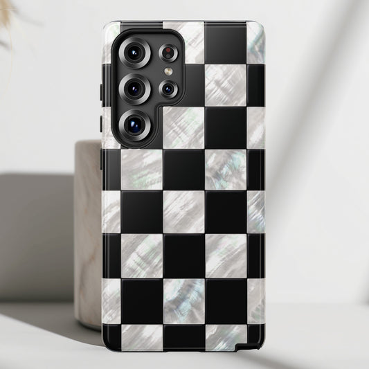 The Midnight Pearl – Inlaid Checkerboard Design Phone Case for Galaxy S series Phones