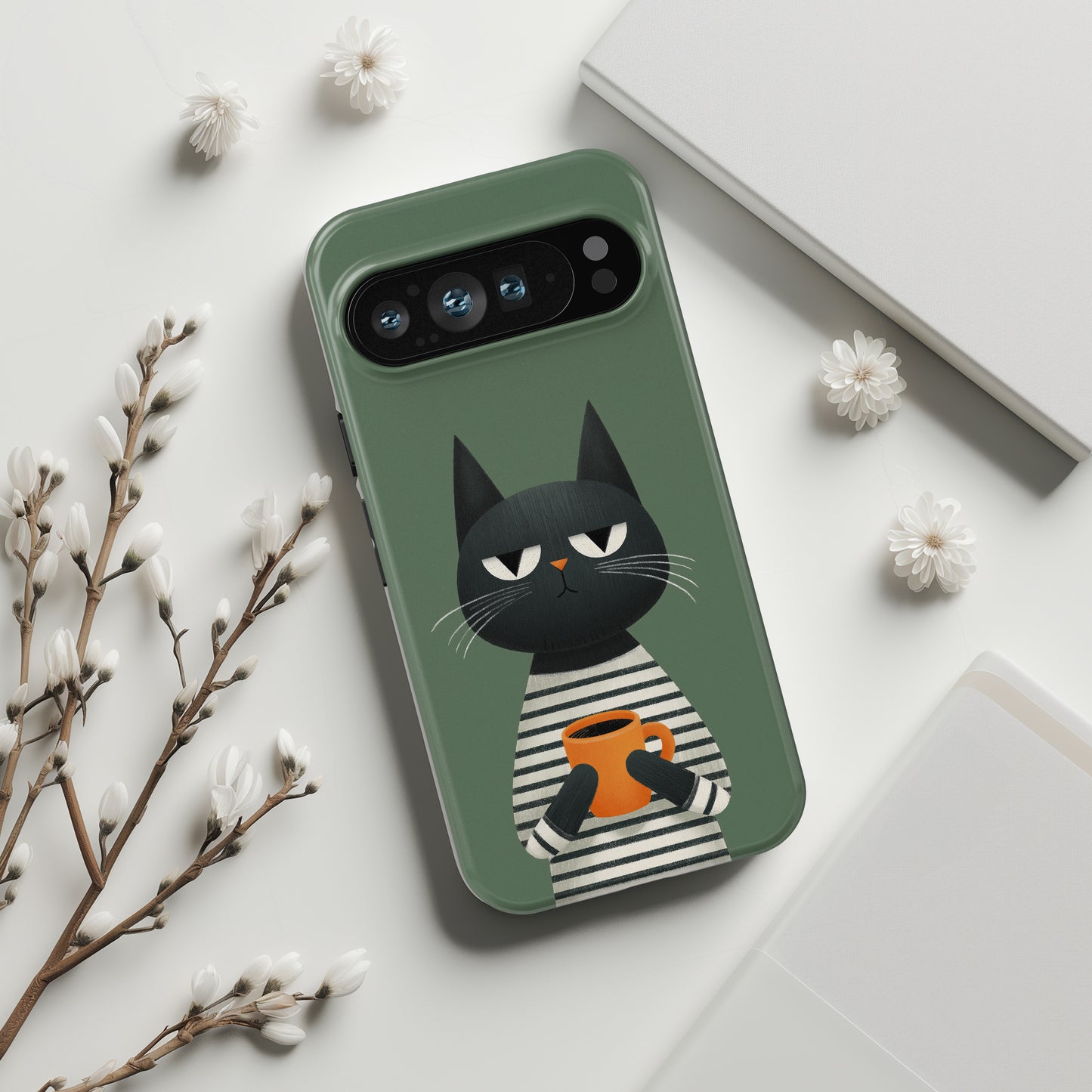 The Pre-Caffeine Feline – Grumpy Cat Design Phone Case for Google Pixel (Pink)