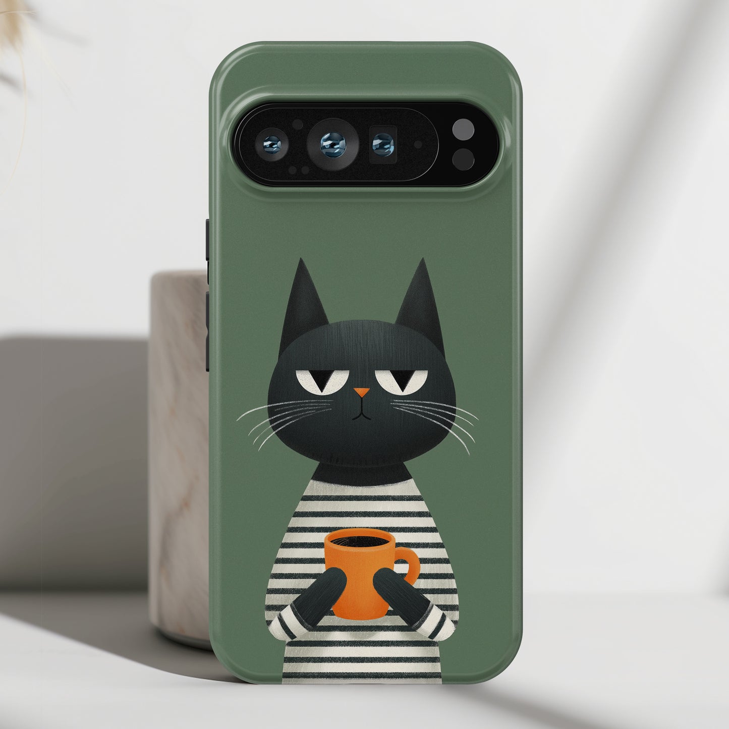 The Pre-Caffeine Feline – Grumpy Cat Design Phone Case for Google Pixel (Pink)
