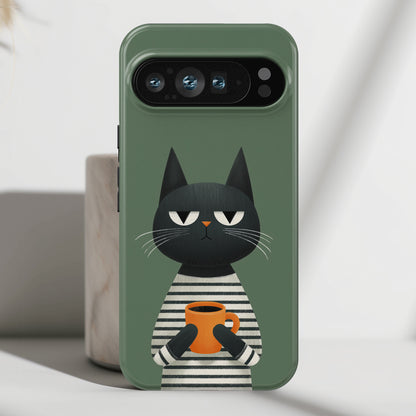 The Pre-Caffeine Feline – Grumpy Cat Design Phone Case for Google Pixel (Pink)