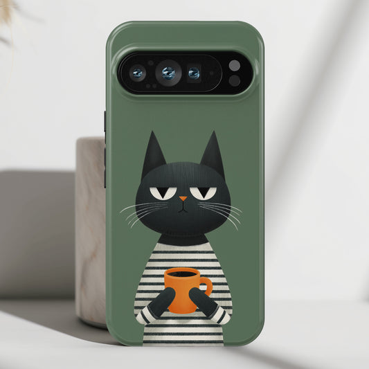 The Pre-Caffeine Feline – Grumpy Cat Design Phone Case for Google Pixel (Pink)