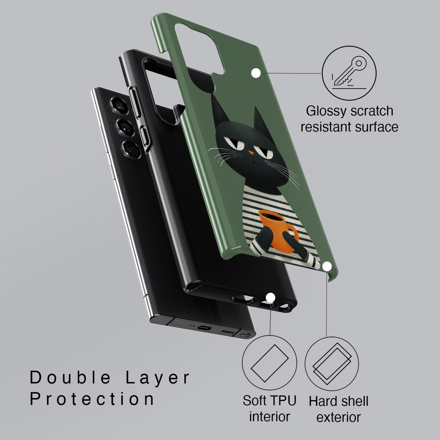 The Pre-Caffeine Feline – Grumpy Cat Design Phone Case for Galaxy S series Phones