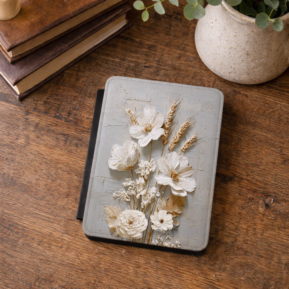 The Refined Meadow – 3D Impasto Botanical Kindle Case