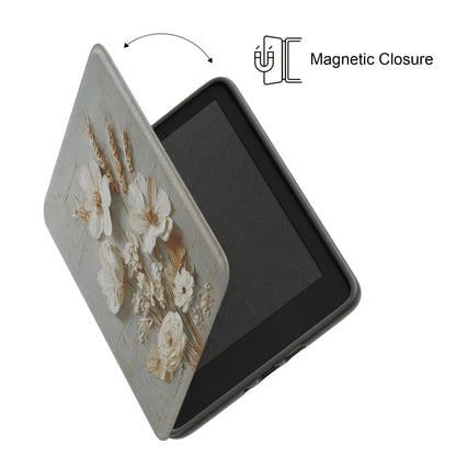 The Refined Meadow – 3D Impasto Botanical Kindle Case