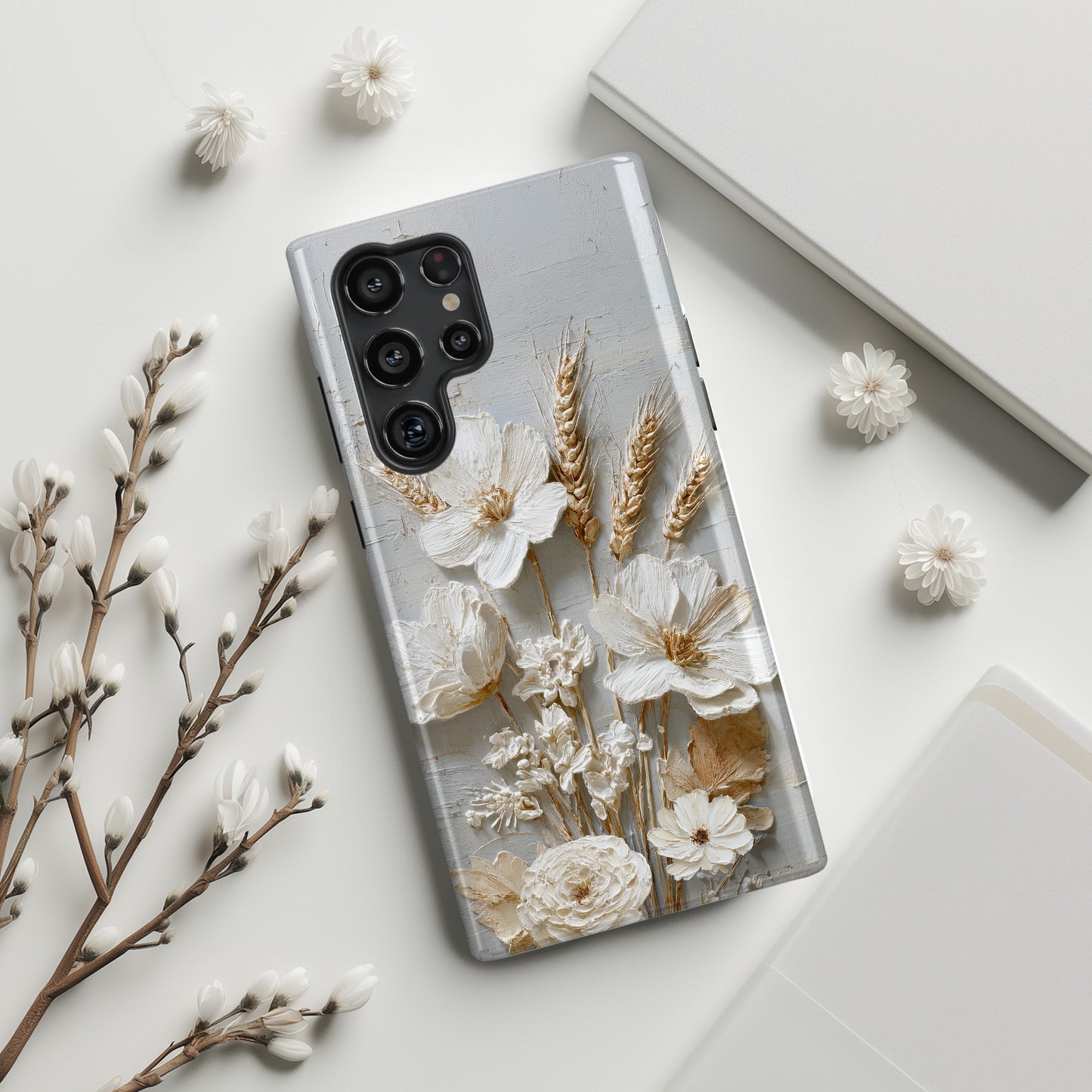 The Refined Meadow – 3D Impasto Botanical Design Phone Case for Galaxy S series Phones