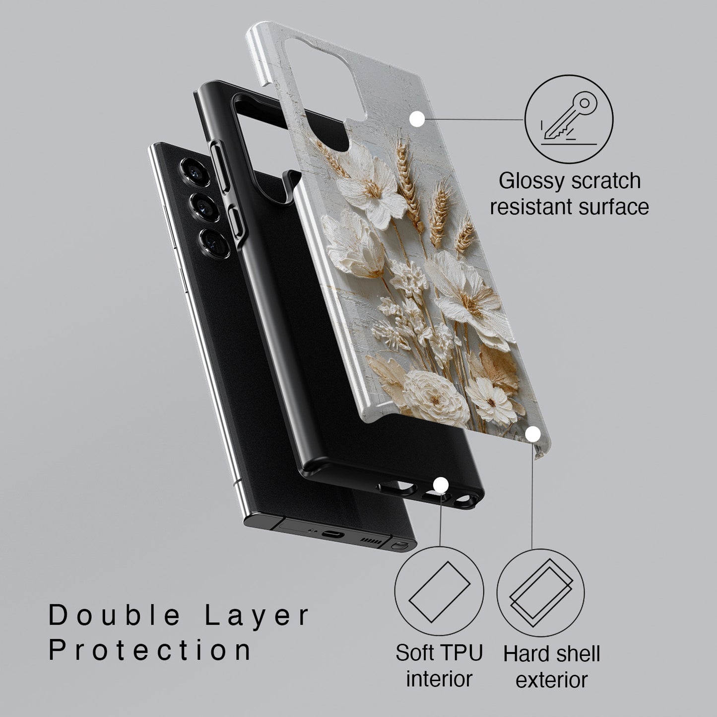 The Refined Meadow – 3D Impasto Botanical Design Phone Case for Galaxy S series Phones
