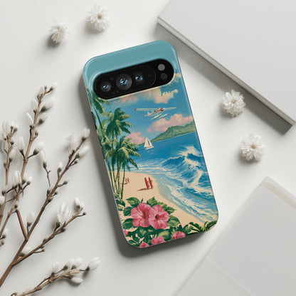 The Retro Paradise – Vintage Travel Poster Phone Case for Google Pixel