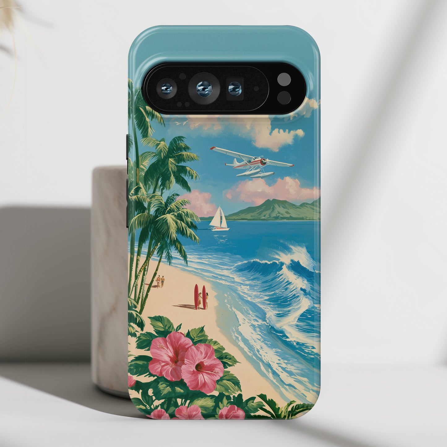 The Retro Paradise – Vintage Travel Poster Phone Case for Google Pixel