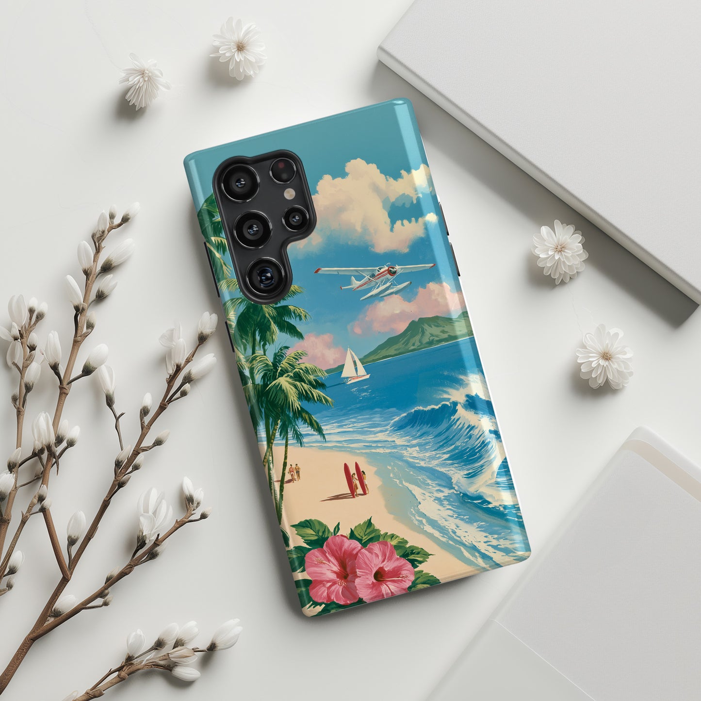 The Retro Paradise – Vintage Travel Poster Phone Case for Galaxy S series Phones