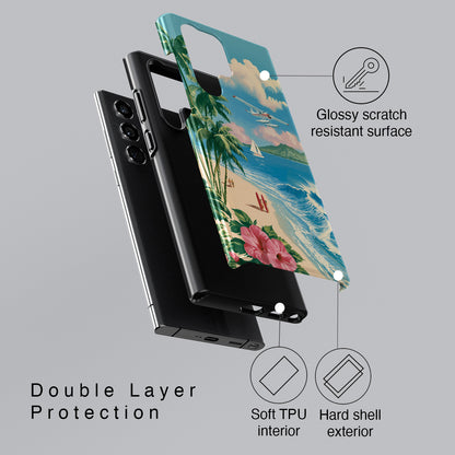 The Retro Paradise – Vintage Travel Poster Phone Case for Galaxy S series Phones