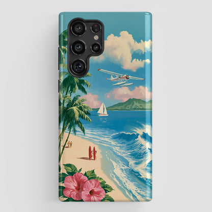 The Retro Paradise – Vintage Travel Poster Phone Case for Galaxy S series Phones