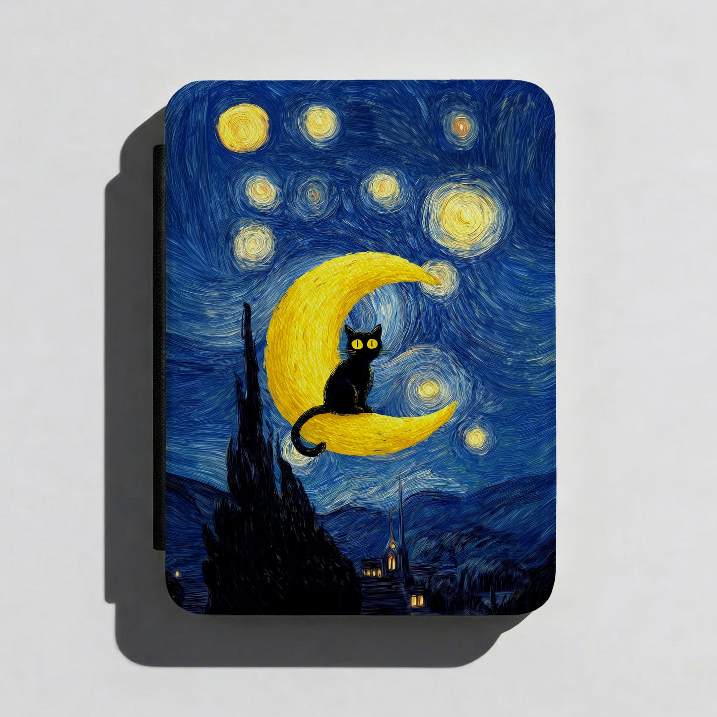 The Starry Night Feline – Fine Art Parody Kindle Case