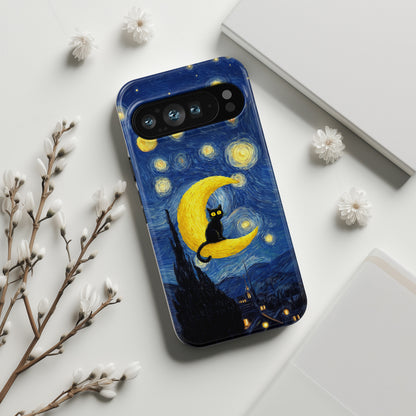 The Starry Night Feline – Fine Art Parody Design Phone Case for Google Pixel