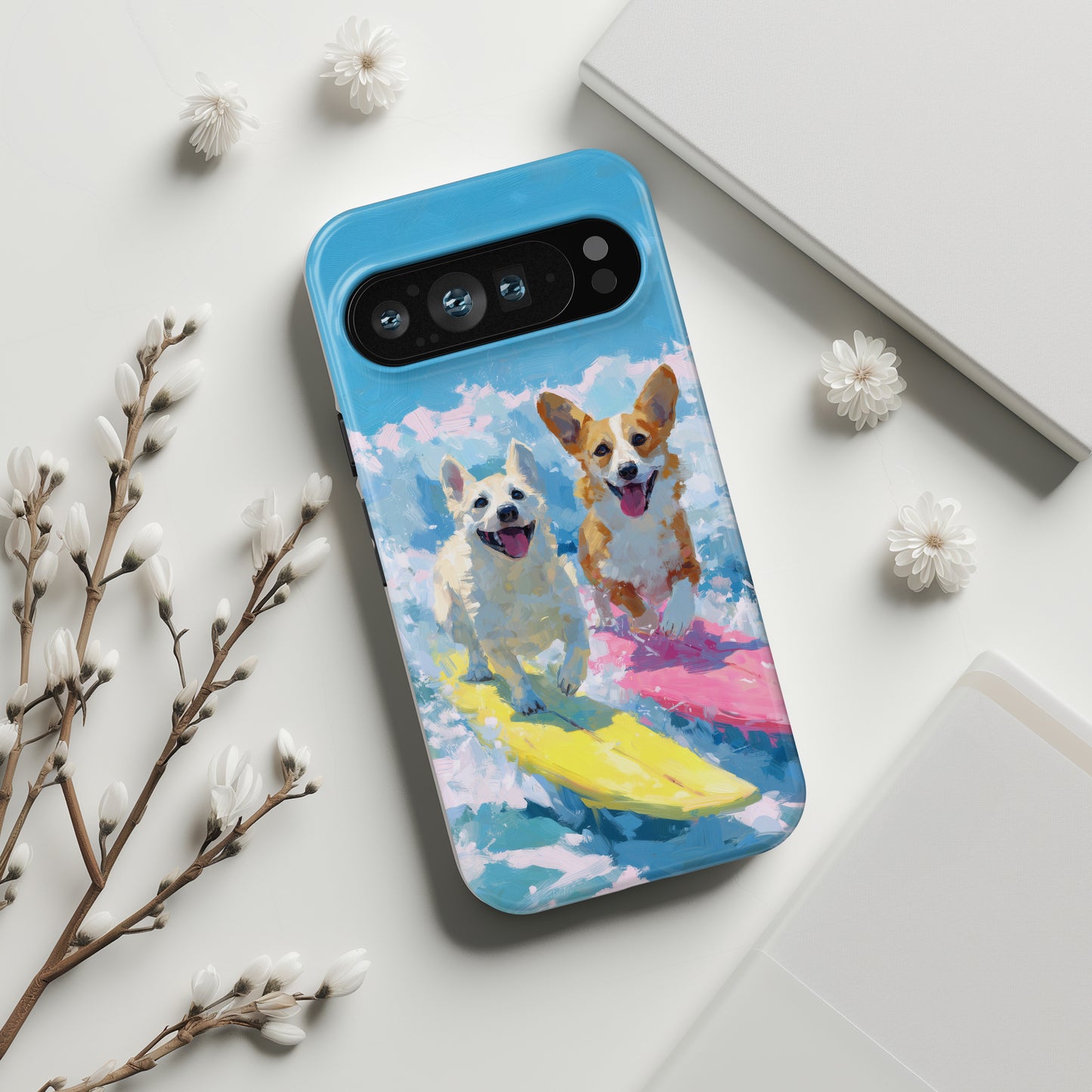 The Summer Surf Dogs – Impasto Action Design Phone Case for Google Pixel